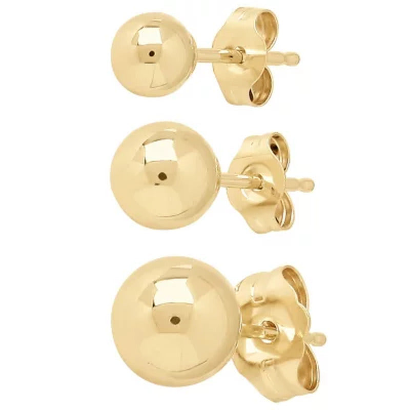 14K Yellow Gold 4-6 Mm Ball Stud Set