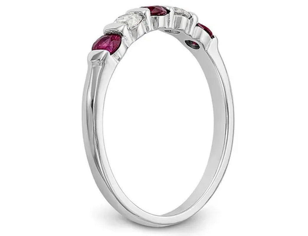 3/10 Carat (Ctw) Natural Ruby Ring in 14K White Gold with Diamonds