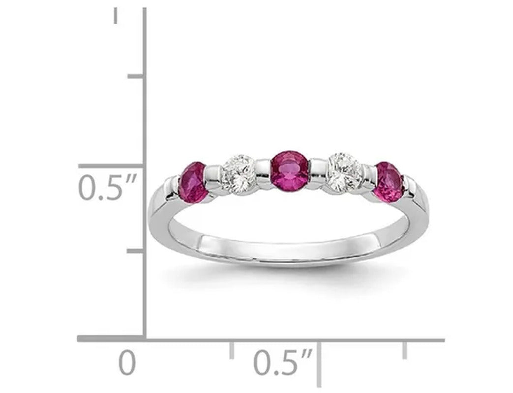 3/10 Carat (Ctw) Natural Ruby Ring in 14K White Gold with Diamonds