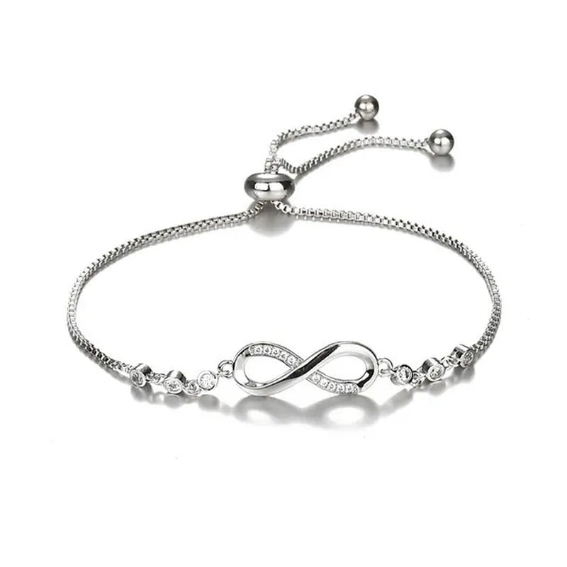 1Pc New Arrival 925 Sterling Silver Charm Bracelet Jewelry Infinity Eight Crysta