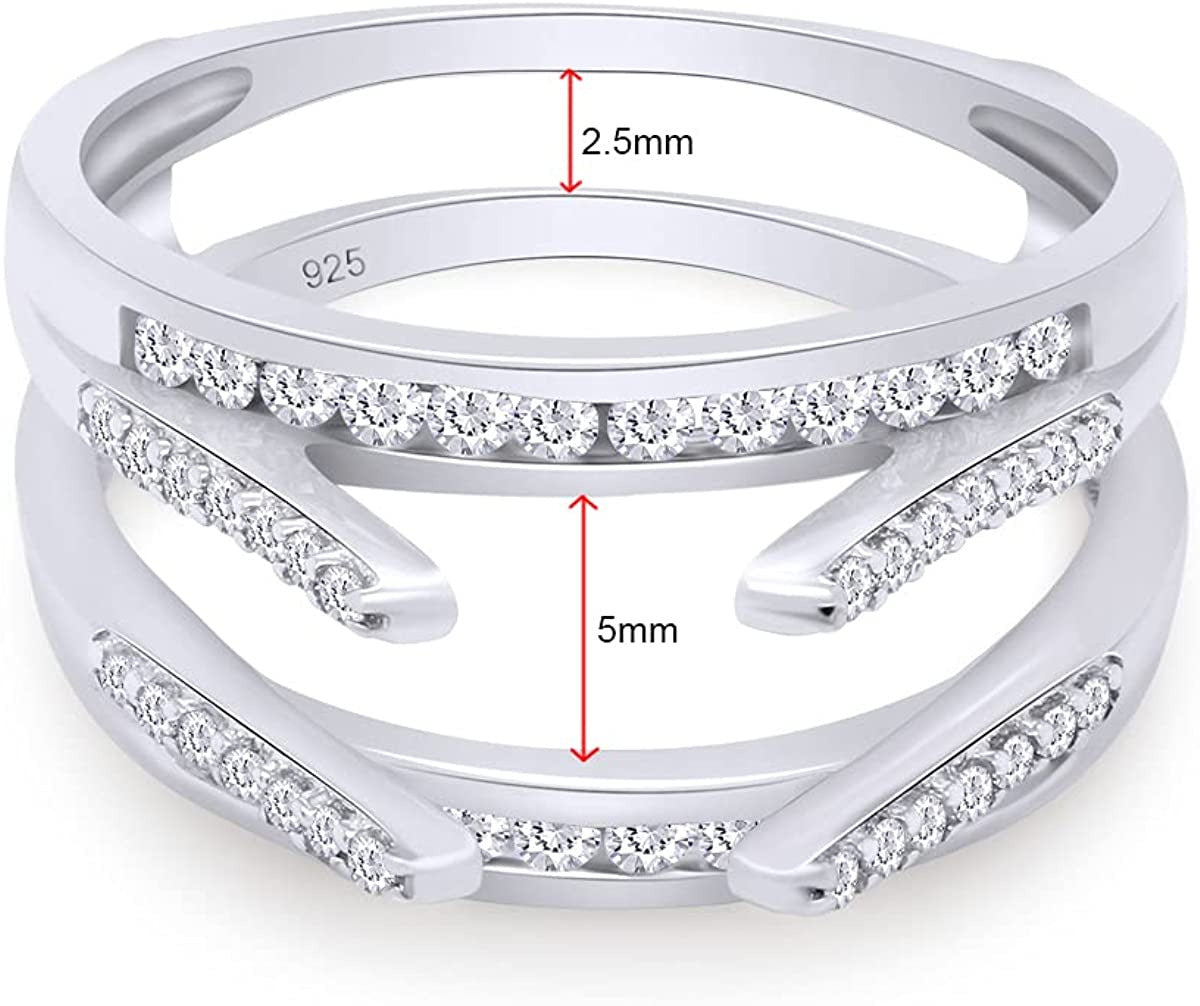 Sterling Silver Combination Cathedral and Classic Ring Guard with Cubic Zirconia