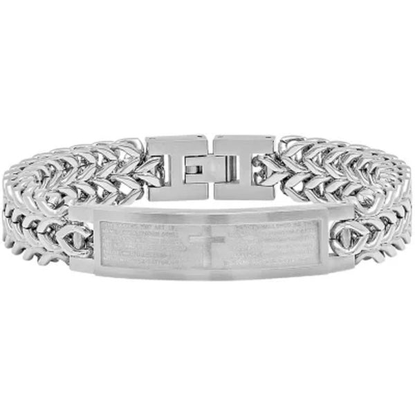 Stainless Steel Lord'S Prayer ID Bracelet