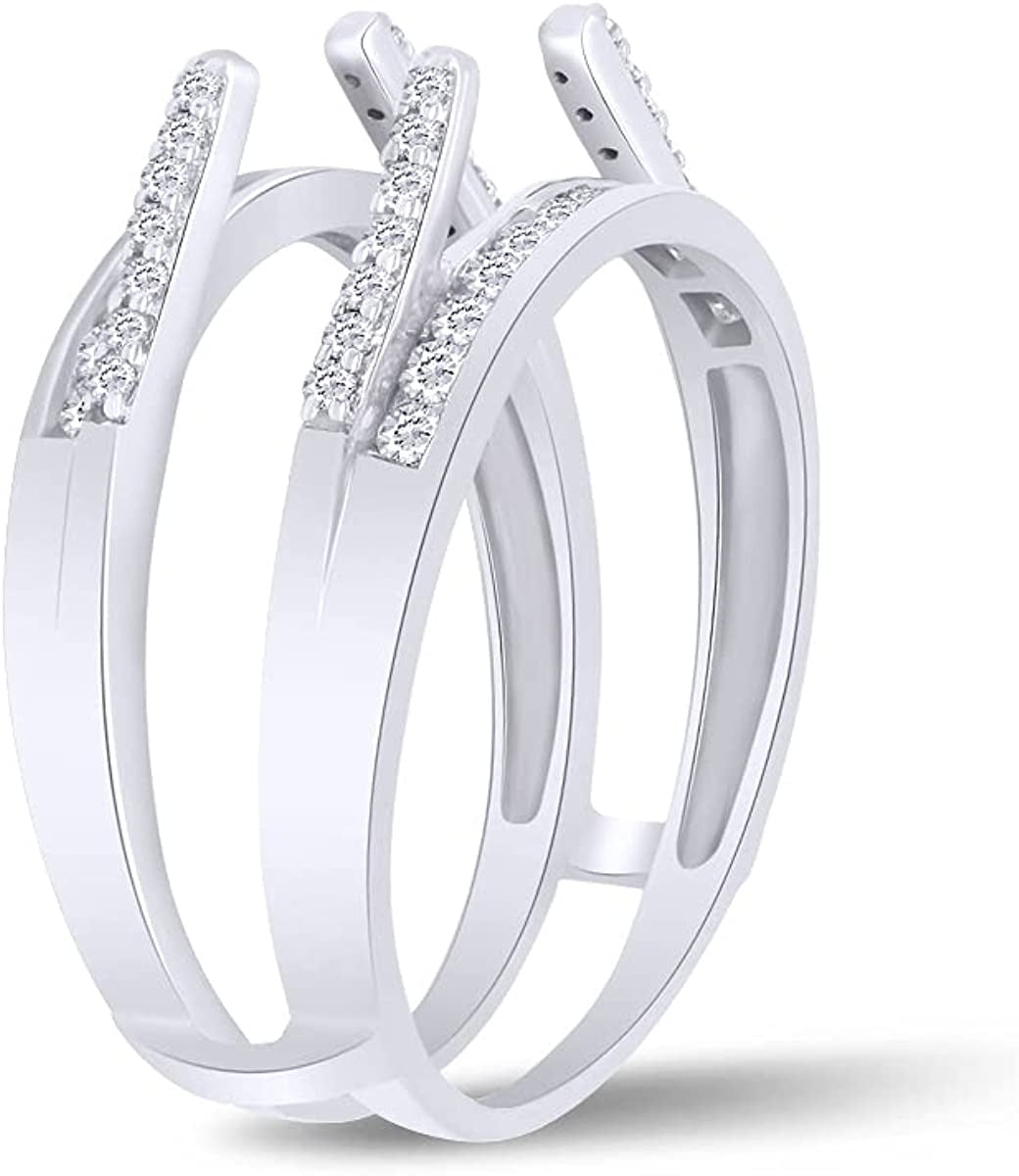 Sterling Silver Combination Cathedral and Classic Ring Guard with Cubic Zirconia