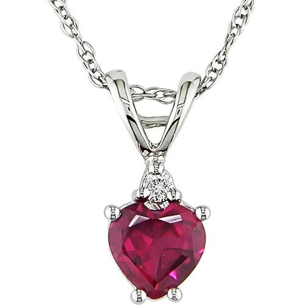 Miabella Women'S 5/8 Carat T.G.W. Heart-Shape Created Ruby and Round-Cut Diamond