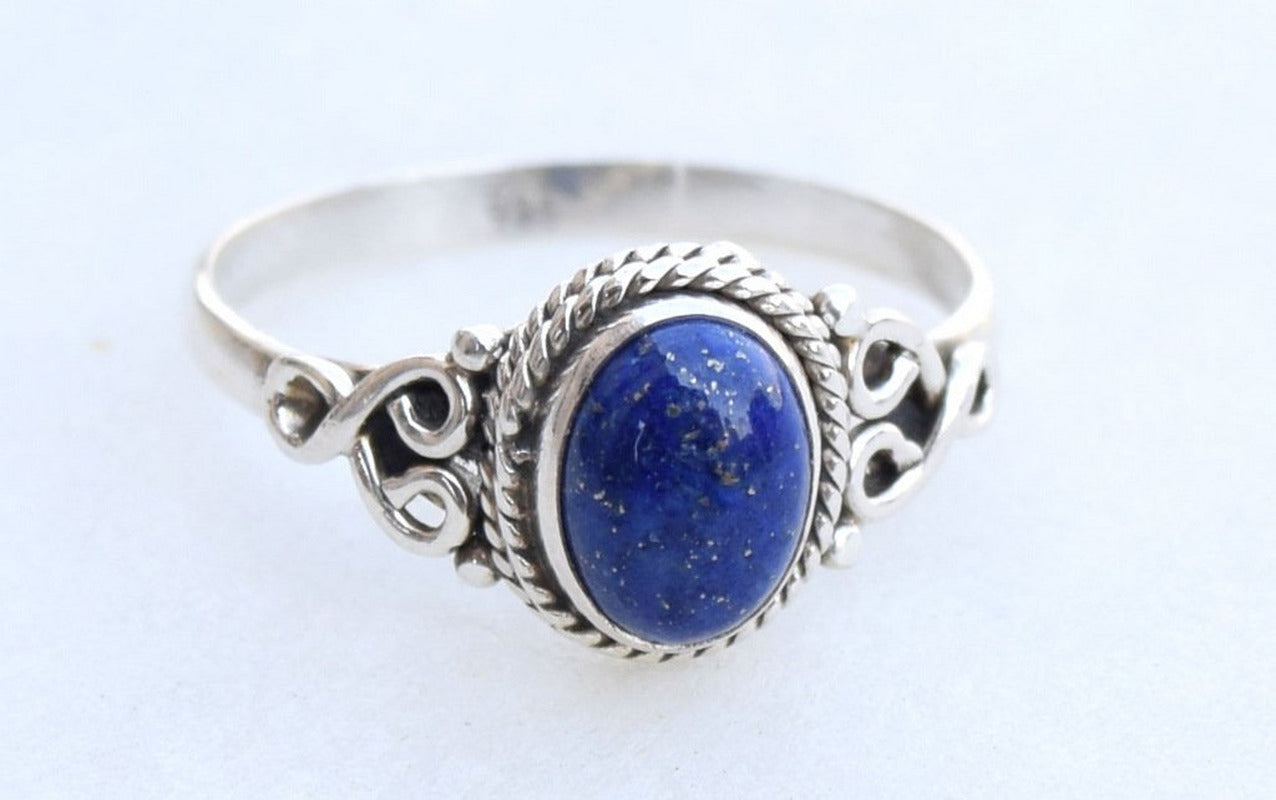 Lapis Lazuli Ring 925 Sterling Silver Statement Ring for Women - Size 9 - Stone