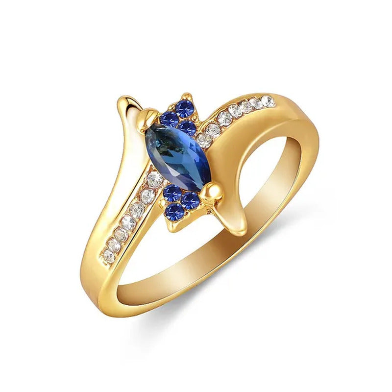 Size 6-10 Jewelry Woman'S Blue Sapphire 18K Yellow Gold Plated Ring Gift ( Choic