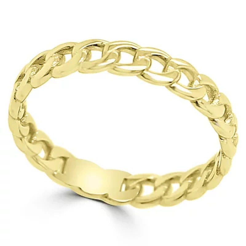 14K Italian Yellow Gold High Polish Chain Link Ring