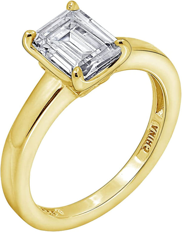 Platinum or Gold Plated Sterling Silver Fancy Shape Solitaire Ring Made with Inf