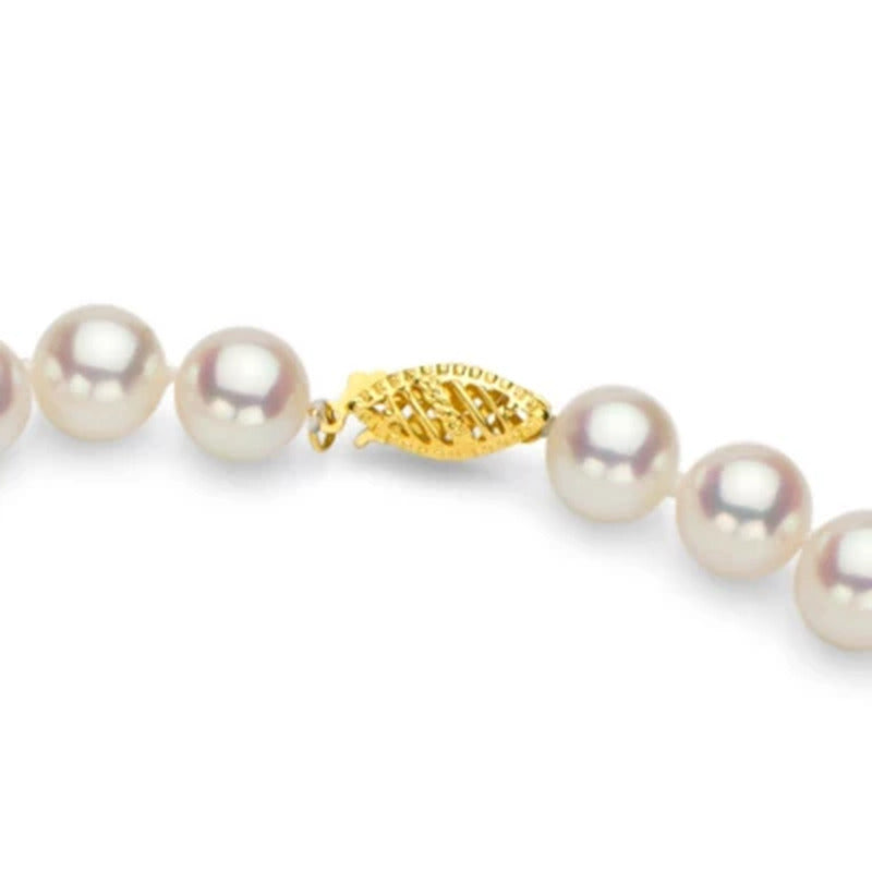 White Cultured Freshwater Pearl 18" Strand Necklace with 14K Yellow Gold Clasp -