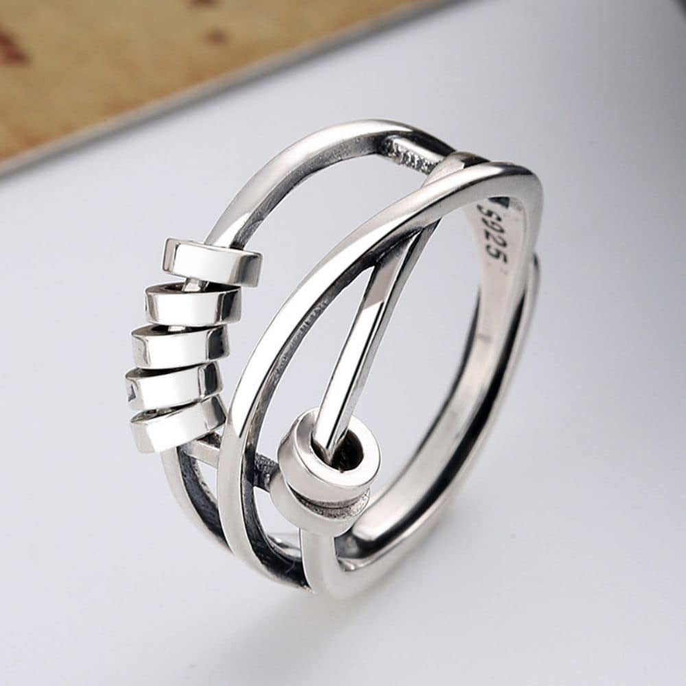 Anxiety Relief Ring-925 Sterling Silver anti Anxiety Spinner Ring Ring for Women