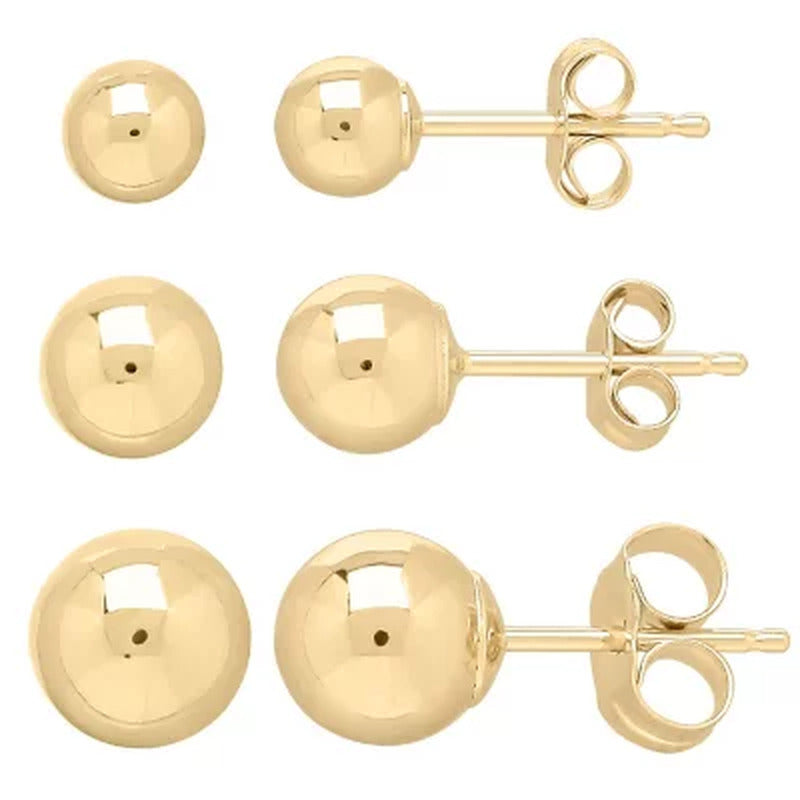 14K Yellow Gold 4-6 Mm Ball Stud Set