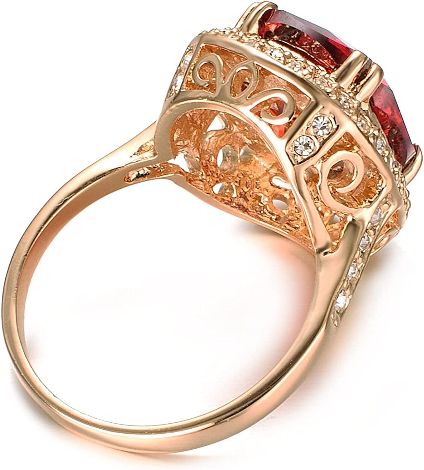 Red Fashion Cz Rings for Women Wedding 18K Rose Gold Plated Big Halo Austrian Cr