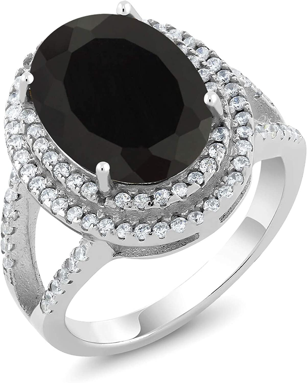 925 Sterling Silver Black Onyx Women'S Ring (6.44 Cttw, Oval 14X10MM, Gemstone B