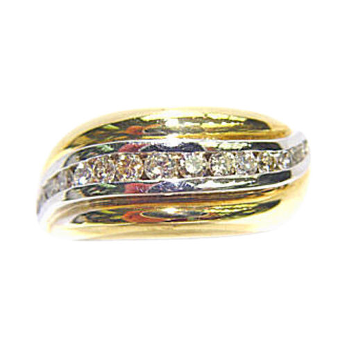 ROUND BRILLIANT CUT .47 CT 15 STONE CHANNEL SET TWO-TONE GOLD