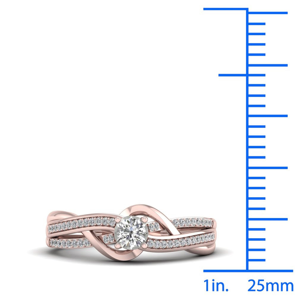 1/4Ct TDW Diamond 10K Rose Gold Split Shank Bypass Engagement Ring