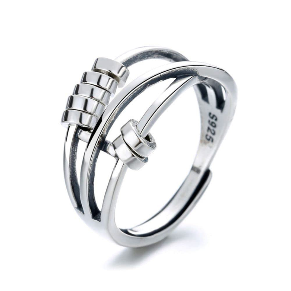 Anxiety Relief Ring-925 Sterling Silver anti Anxiety Spinner Ring Ring for Women