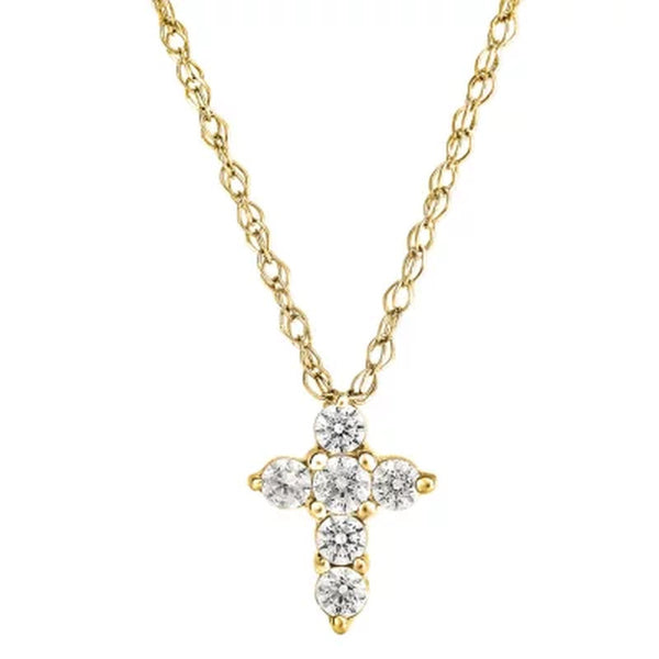 0.08 CT. T.W. Diamond Cross Pendant in 14K Gold