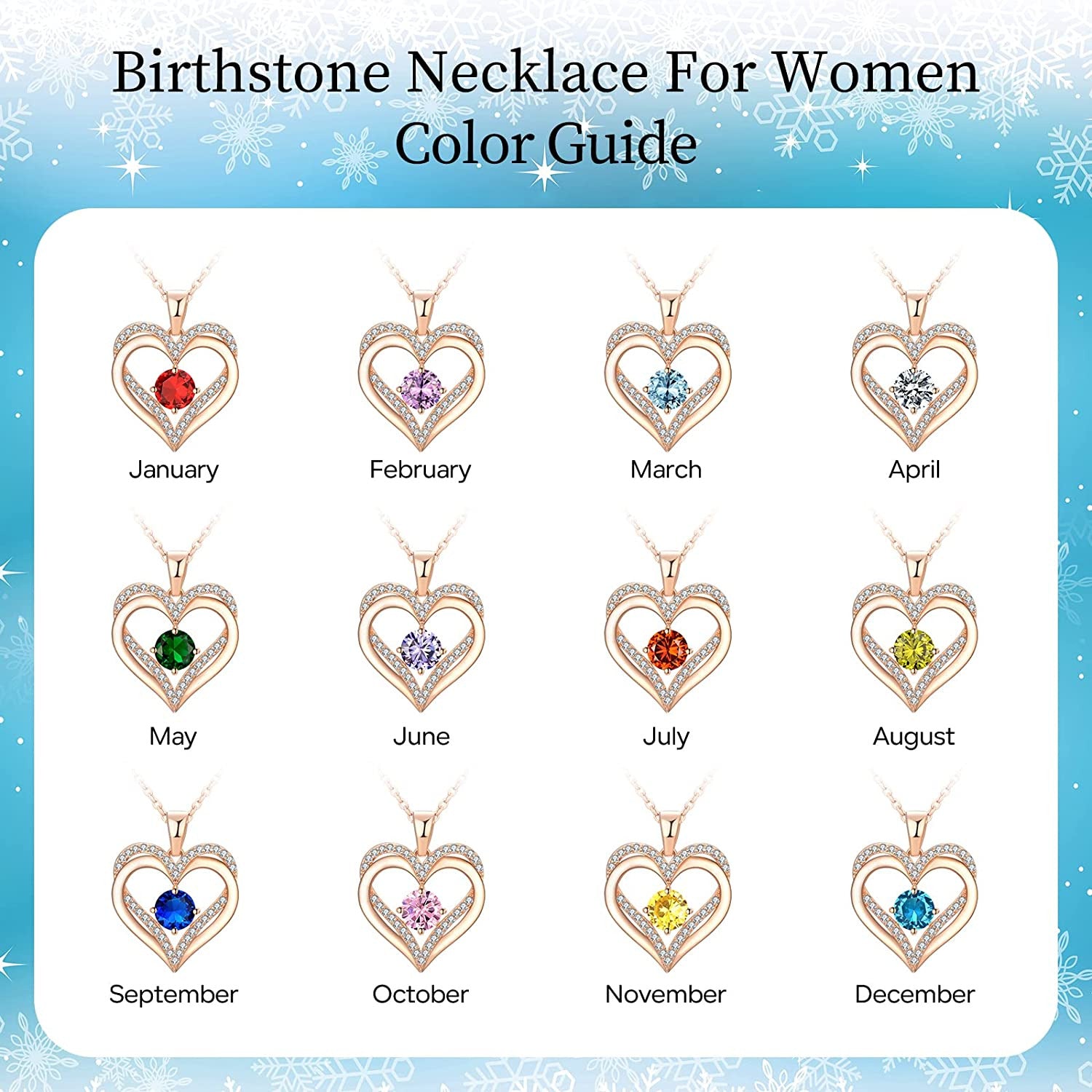 18K Rose Gold Necklaces for Women 925 Sterling Silver Necklace for Girls Birthst