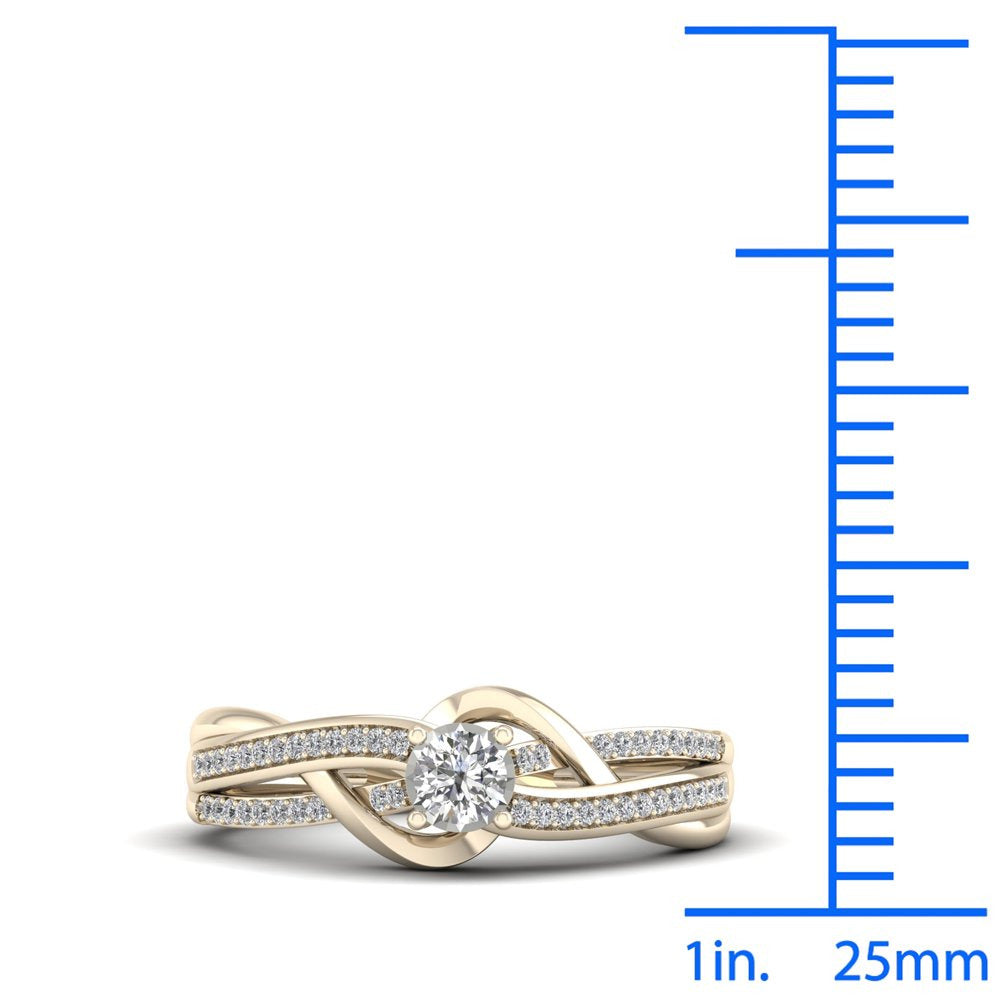 1/4Ct TDW Diamond 10K Yellow Gold Split Shank Bypass Engagement Ring