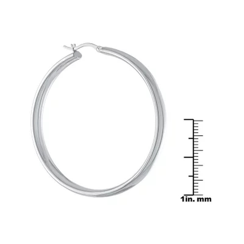 Sterling Silver High Polished Wedding Band Style Hoops