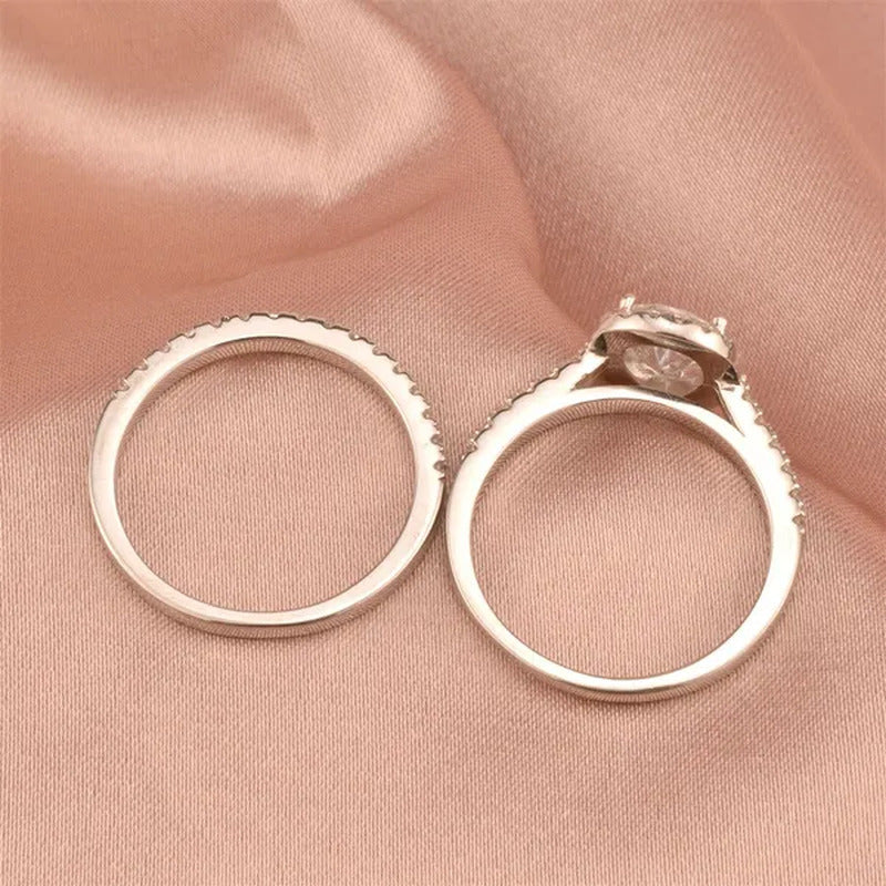 Newshe Halo Pear Shape Solid 925 Sterling Silver Wedding Engagement Rings for Wo