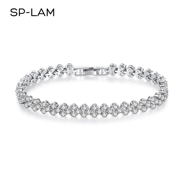 925 Sterling Silver Bracelet for Women Luxury Moissanite Prong Setting Heart