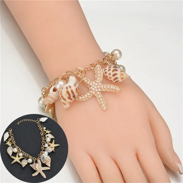 1Pc Multi Starfish Bangle Women Jewelry Sea Shell Bracelet Trinket Summer Beach