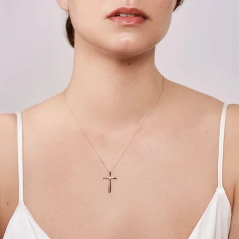 0.13 CT. T.W. Diamond Cross Pendant 14K Gold