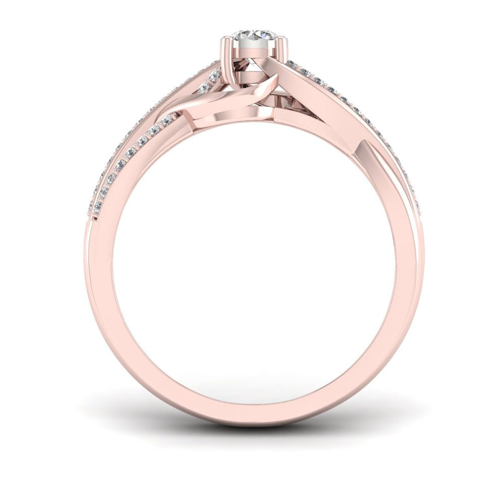 1/4Ct TDW Diamond 10K Rose Gold Split Shank Bypass Engagement Ring