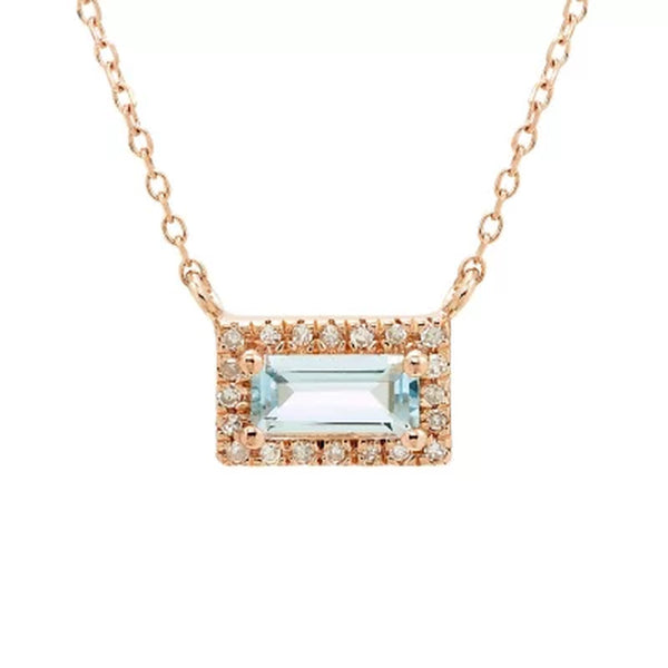 Aquamarine and 0.06 CT. T.W. Diamond Pendant in 14K Gold