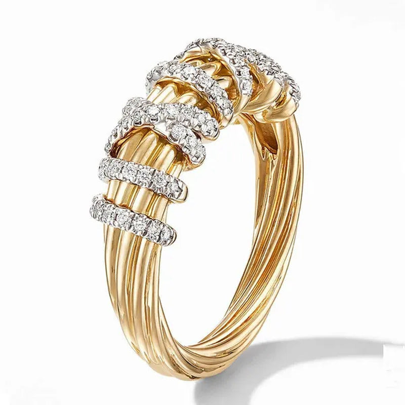 Exquisite Niche Charming Tree Vine Twist Zirconia Stong Ring Princess Romantic G