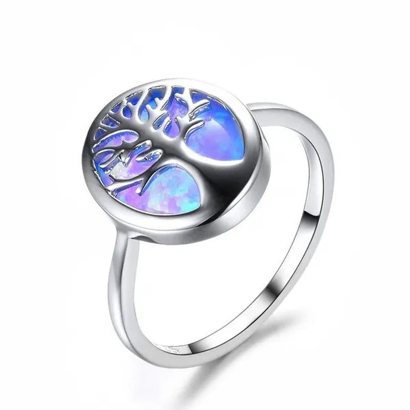 Classic Fashion Women'S Life Tree Color Zircon Creative Ring Jewelry Party Birth