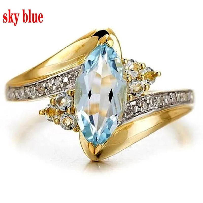 Size 6-10 Jewelry Woman'S Blue Sapphire 18K Yellow Gold Plated Ring Gift ( Choic