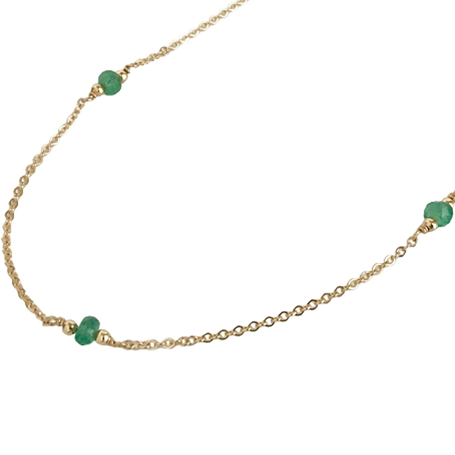 Genuine Emerald Necklace for Woman - May Birthstone Necklace - 14K Gold Filled o