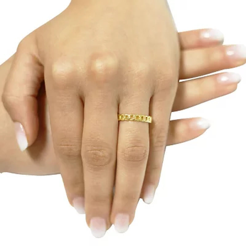 14K Italian Yellow Gold High Polish Chain Link Ring