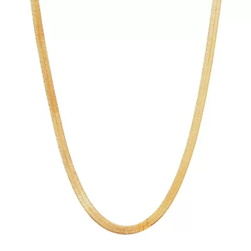 Italian 14K Yellow Gold Solid 3Mm Herringbone Chain Necklace