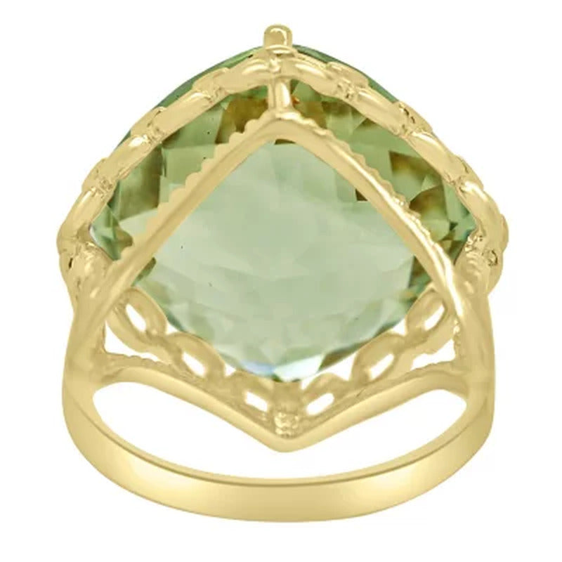 14K Gold Treated Prasiolite Ring