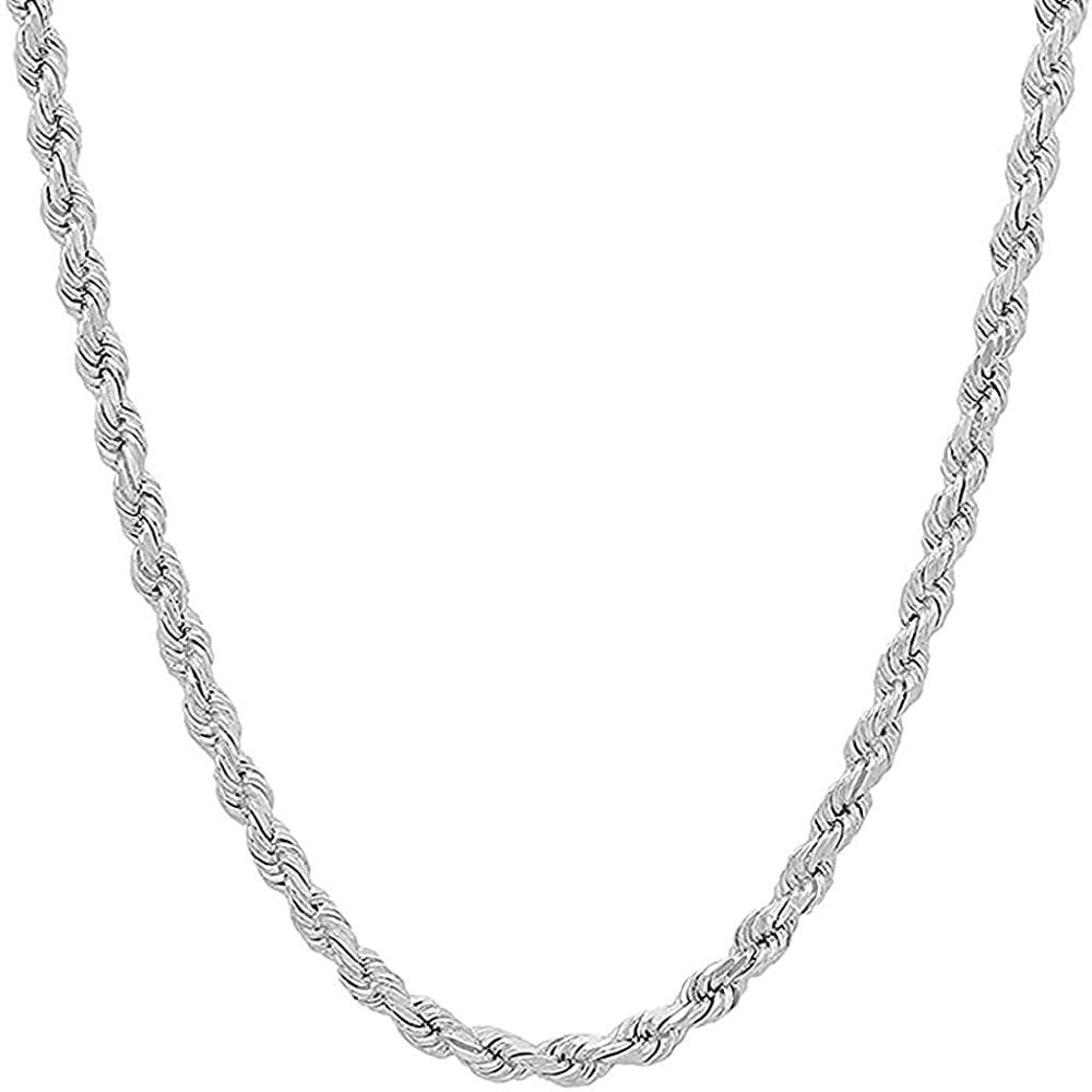 925 Sterling Silver 4.5Mm Solid Italian Rope Diamond Cut Twist Link Chain Neckla