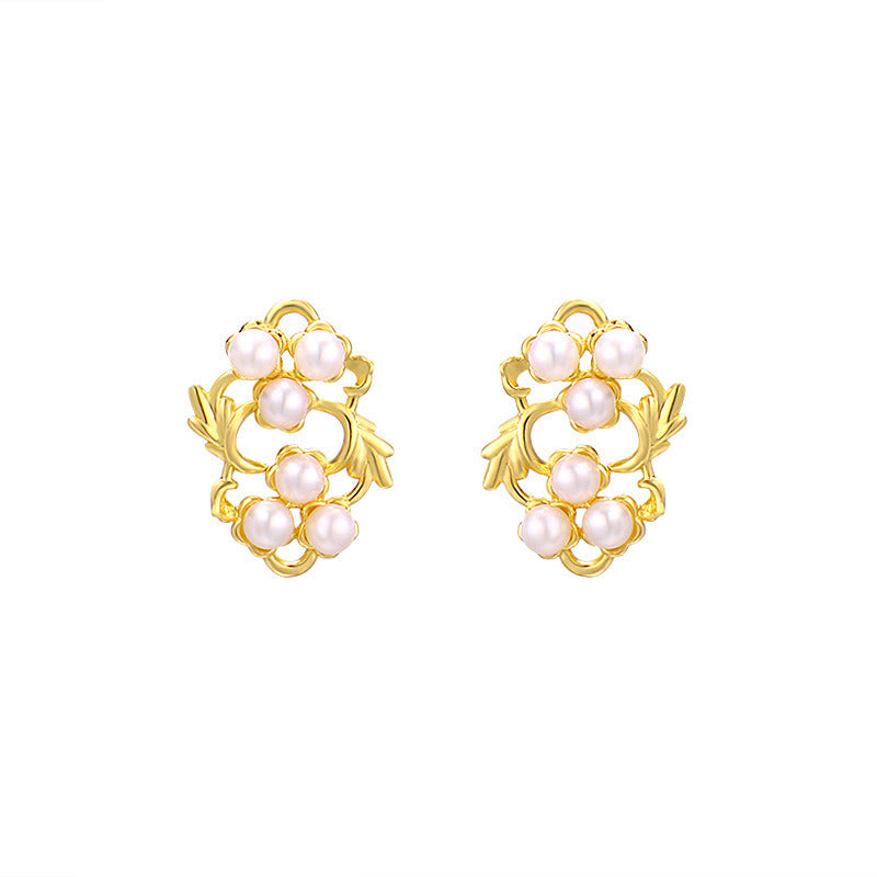 Women'S Leaf Flower Pearl Earrings