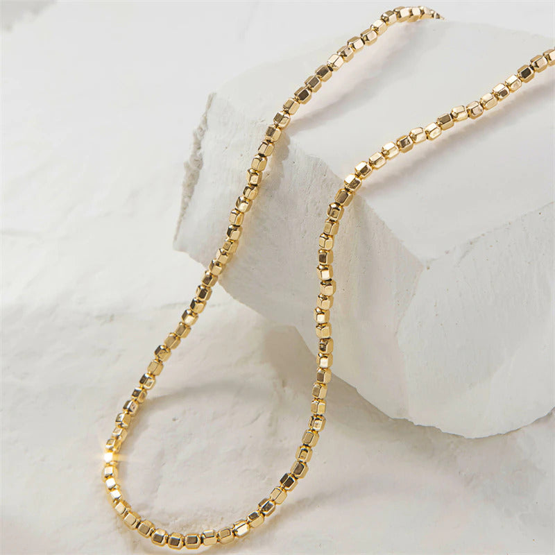 14K Gold Filled Bead Necklace Dainty Bead Choker Handmade Pendants Tarnish