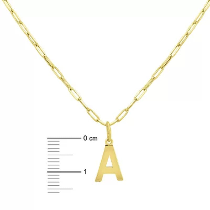 14K Yellow Gold Initial Pendant on Paperclip Chain, 16-18 In.