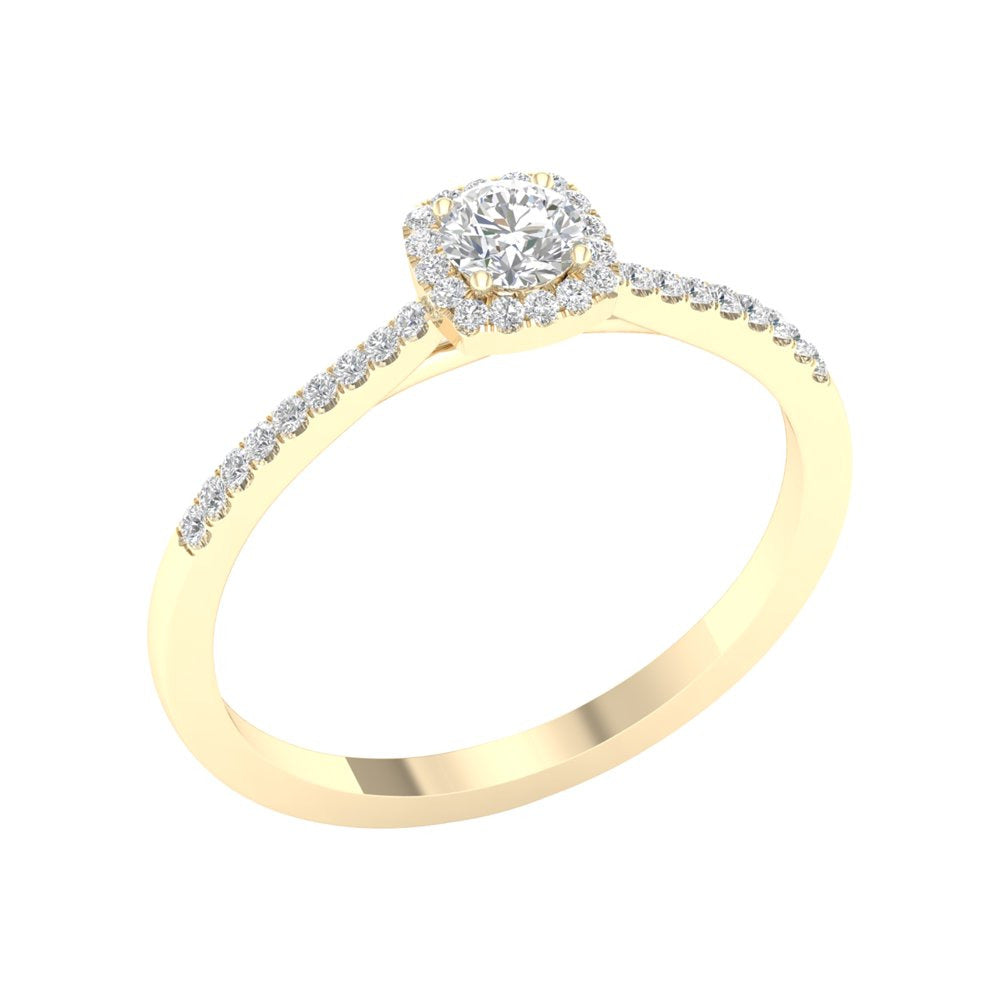 Imperial 1/4 Ct TDW round Diamond Halo Engagement Ring in 10K Yellow Gold (H-I,