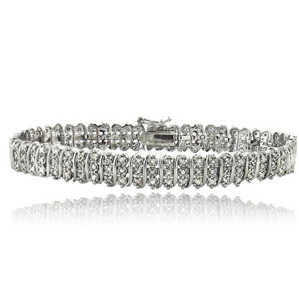 1.00Ct TDW Diamond S Pattern Tennis Bracelet