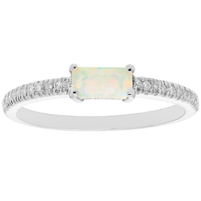 Lab Opal and 0.10 CT. T.W. Diamond Ring in 14K Gold