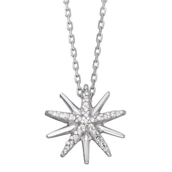 0.07 CT. T.W. Sterling Silver Diamond Starburst Pendant