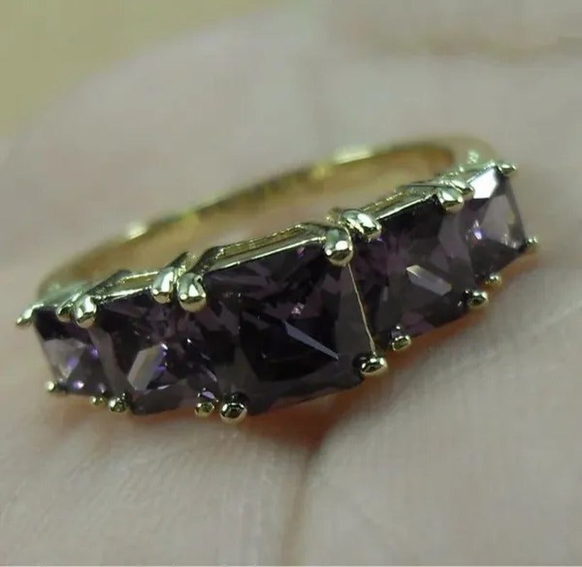 Natural 3.28CT Alexandrite Diamond 14K Yellow Gold Ring Size 6-10