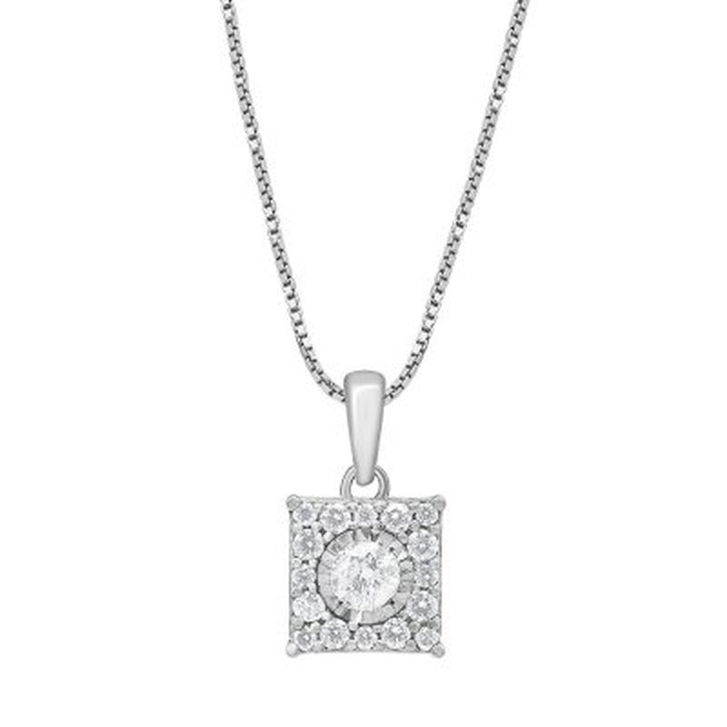 0.33 CT. T.W. Diamond Cushion Pendant in 14K White Gold