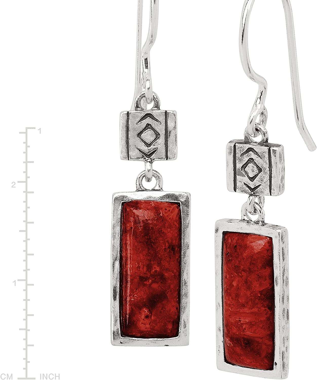 'Gazania' Natural Coral Drop Earrings in Sterling Silver