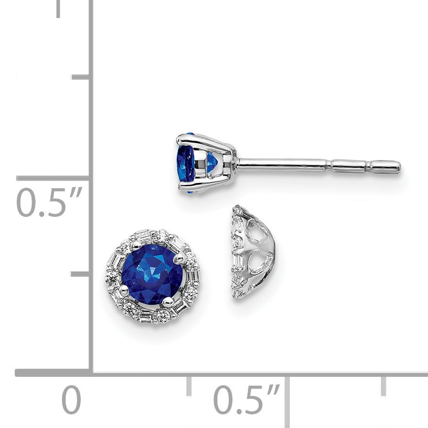 14 Karat White Gold Diamond and Sapphire Earrings