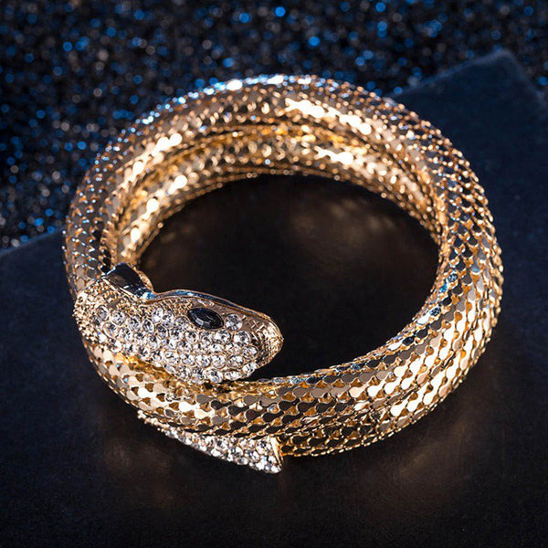 1PC Hot Popular Punk Gold Color Snake Bangle Retro Club Snake Spiral Bracelet Up